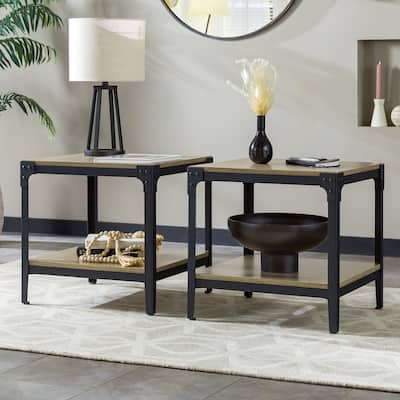 Middlebrook Witten Angle Iron Side Tables (Set of 2) Driftwood