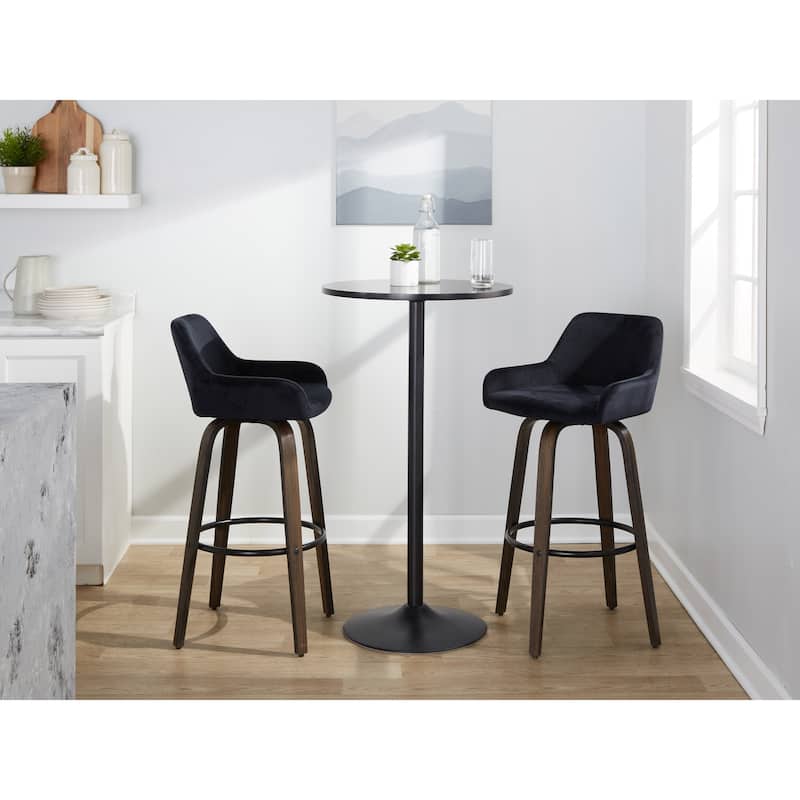 Porch & Den Galotti 30" Fixed-Height Bar Stool with Bent Wood Legs & Round Footrest (Set of 2)