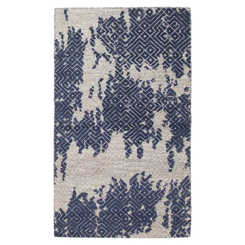 ECARPETGALLERY Hand-knotted Tangier Navy Wool Rug - 3'0 x 5'2 - Dark Navy - 3'0 x 5'2