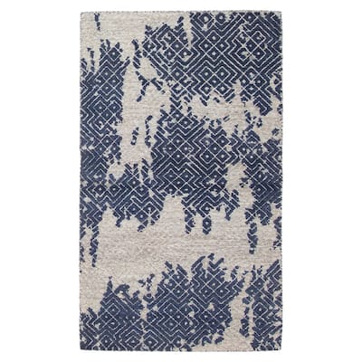 ECARPETGALLERY Hand-knotted Tangier Navy Wool Rug - 3'0 x 5'2