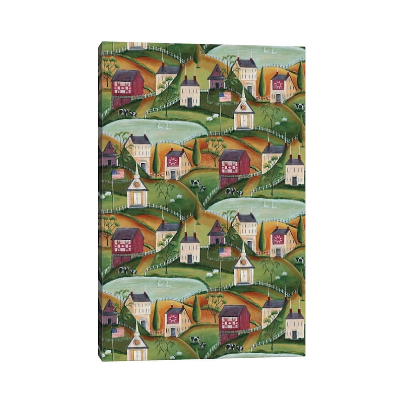 iCanvas "Primitive American Folk Art Village of Yesteryear Bartley" by Cheryl Bartley Canvas Print
