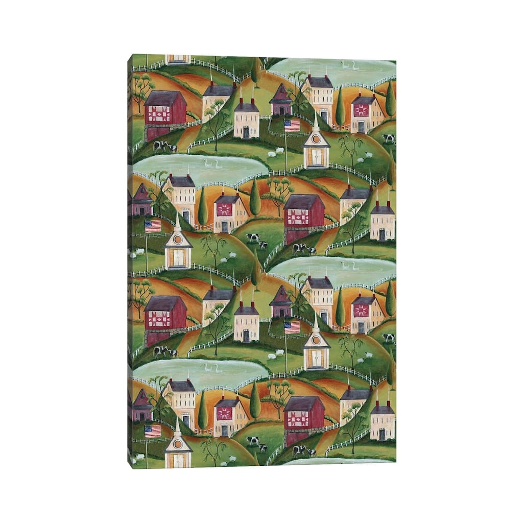 iCanvas "Primitive American Folk Art Village of Yesteryear Bartley" by Cheryl Bartley Canvas Print