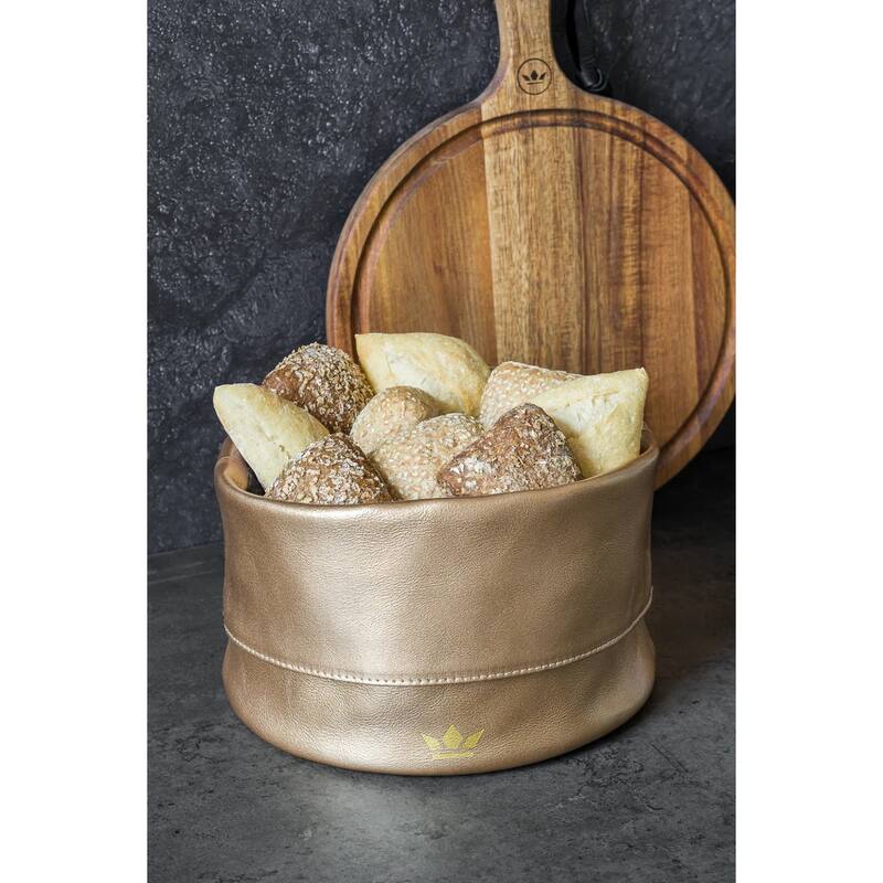 Leather Bread Basket- - Classic Black