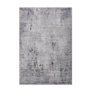 LOOM & LUXE Collection 6X9 Ivory/Sand/Abstract Non-Shedding Area Rug - 93" D x 79" W x 0.35" H