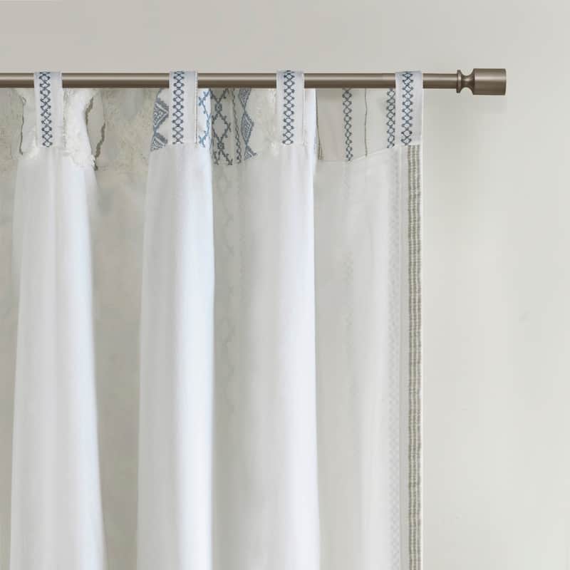 INK+IVY Imani Cotton Printed Single Curtain Panel with Chenille Stripe and Lining