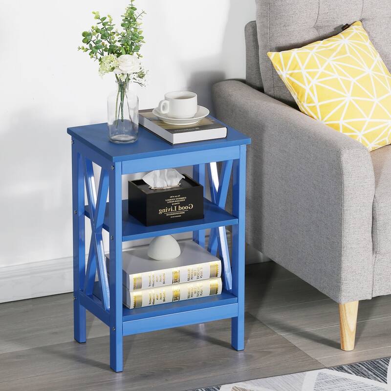 VECELO Modern Nightstand with 3-tier Storage Shelves