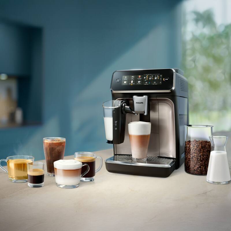 Philips 3300 Fully Automatic Espresso Machine with LatteGo Milk Frother, Black and Chrome