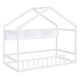 preview thumbnail 15 of 18, Wooden Twin Size House Bed with Storage Shelf,Kids Bed with Fence and Roof, Gray