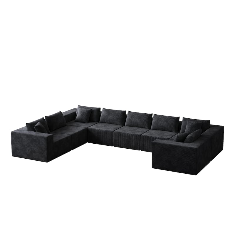 Luxury Floor Standing Couch Set Sectional Sofa Set Corduroy Upholstered Modular Sofa - Freely Combined Into Various Shapes