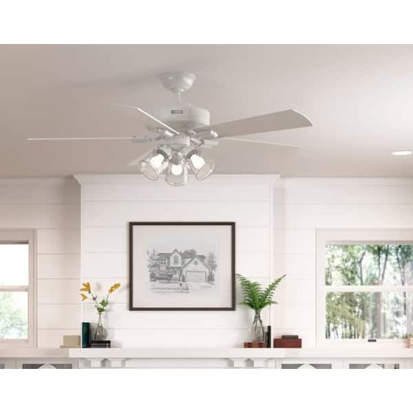 slide 2 of 23, Hunter 52" Crestfield Ceiling Fan with LED Light Kit and Handheld Remote - Casual, Farmhouse, Transitional, Rustic Fresh White