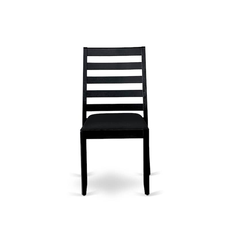 East West Furniture Dining Set Includes a Round Table & Stackable Dining Chairs, Black (Pieces & Seat Type Options)