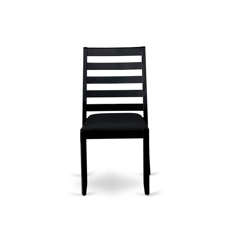 East West Furniture modern dining set - a breakfast table & Stackable dining chairs - Wire-brushed Black (Pieces & Seat Options)