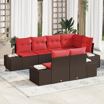 vidaXL 7 Piece Garden Sofa Set with Cushions - 103.9×60.6×27.2