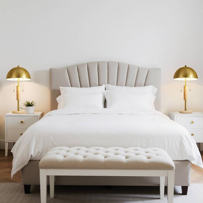 Dome Metal with Marble Base LED Table Lamp Classic Glam Bedside Lamp