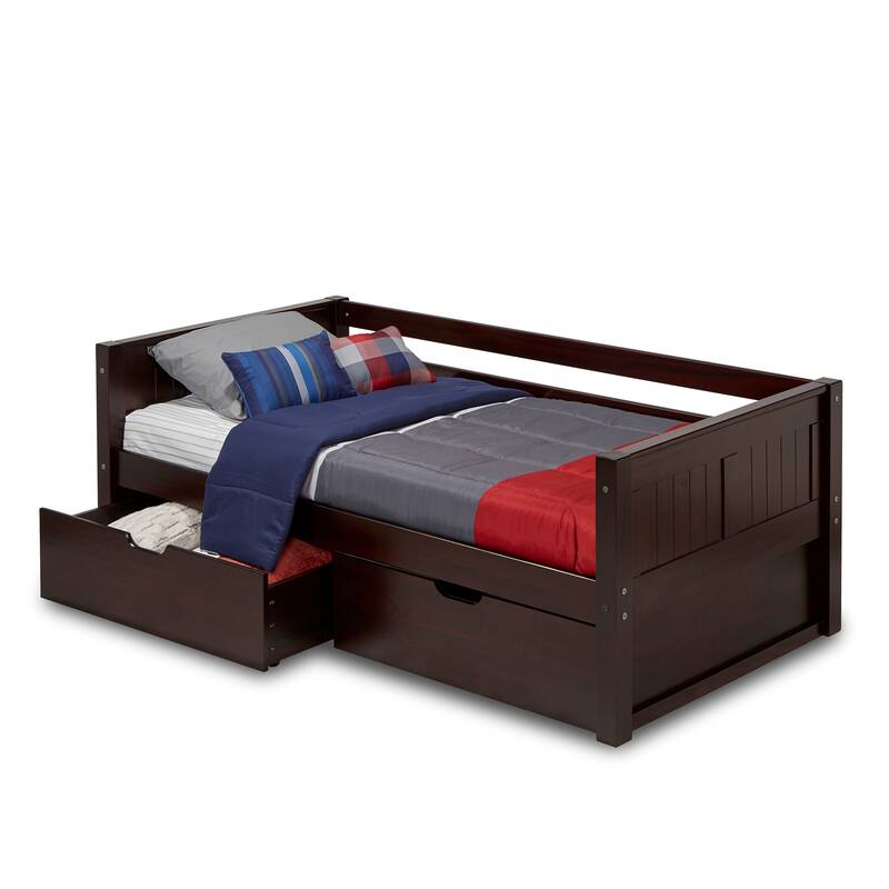 Camaflexi Panel Headboard - Twin Size Day Bed with Drawers - Cappuccino