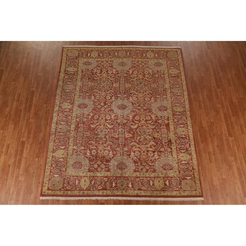 Vintage Vegetable Dye Oushak Turkish Area Rug Handmade Wool Carpet - 8'2"x 9'11"