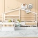 preview thumbnail 2 of 20, Twin Size House Platform Bed with 3 Storage Drawers, Wooden Daybed for 2, L -Shaped Double Bedframe with Roof & Fence