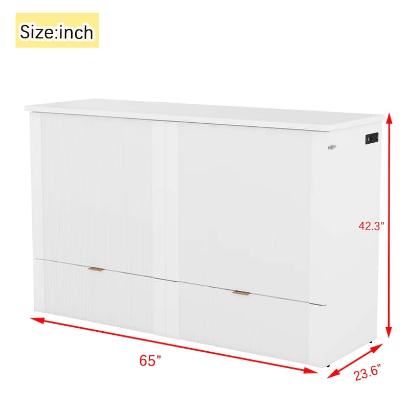 Queen Size Murphy Bed Wall Bed with drawer and a set of Sockets