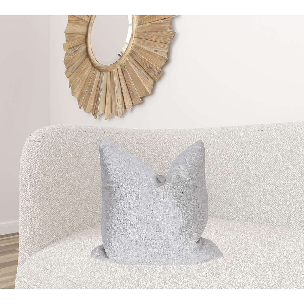 HomeRoots 22" X 22" Silver Polyester Zippered Pillow