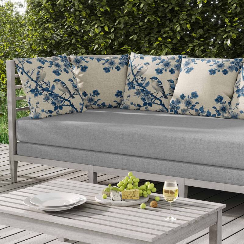 Skyline Chorus Indoor/Outdoor Reversible Throw Pillow Beige and Blue