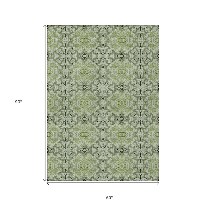 HomeRoots Medallion Transitional Rectangle Outdoor Rug