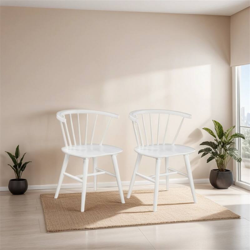 Contemporary Wooden Spindle Back Dining Chairs,Set of 2