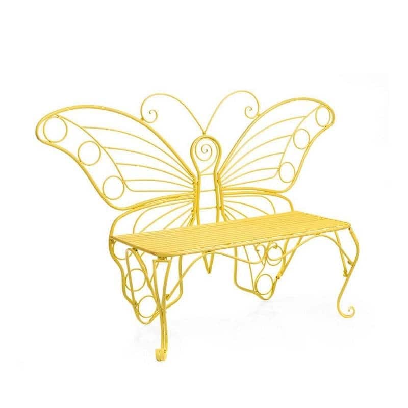 Metal Outdoor 2-Seater Butterfly Garden Bench - 60” L x 17.7” W x 39.2” H