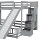 preview thumbnail 35 of 38, Pine Solid Wooden Twin Over Full Bunk Bed with Slide,Storage Staircase,Kids and Baby