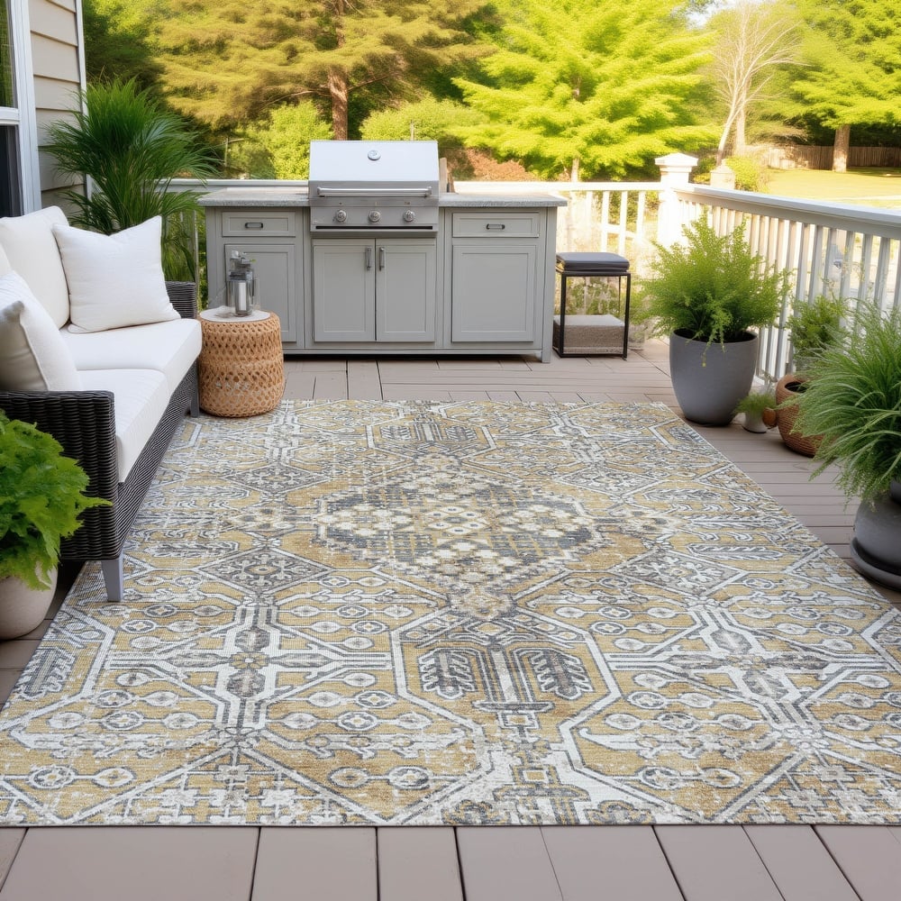 Machine Washable Indoor/Outdoor Traditional Eclectic Chantille Rug