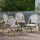 preview thumbnail 17 of 49, Elize Outdoor French Cafe Chairs (Set of 4) by Christopher Knight Home Gray + White + Bamboo Print Finish