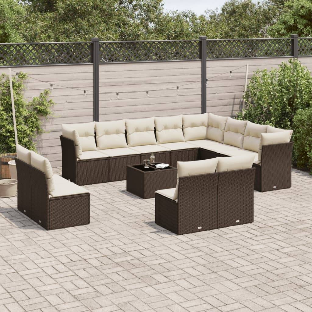 vidaXL Garden Sofa Set Brown - 21.7 x 21.7 x 14.6