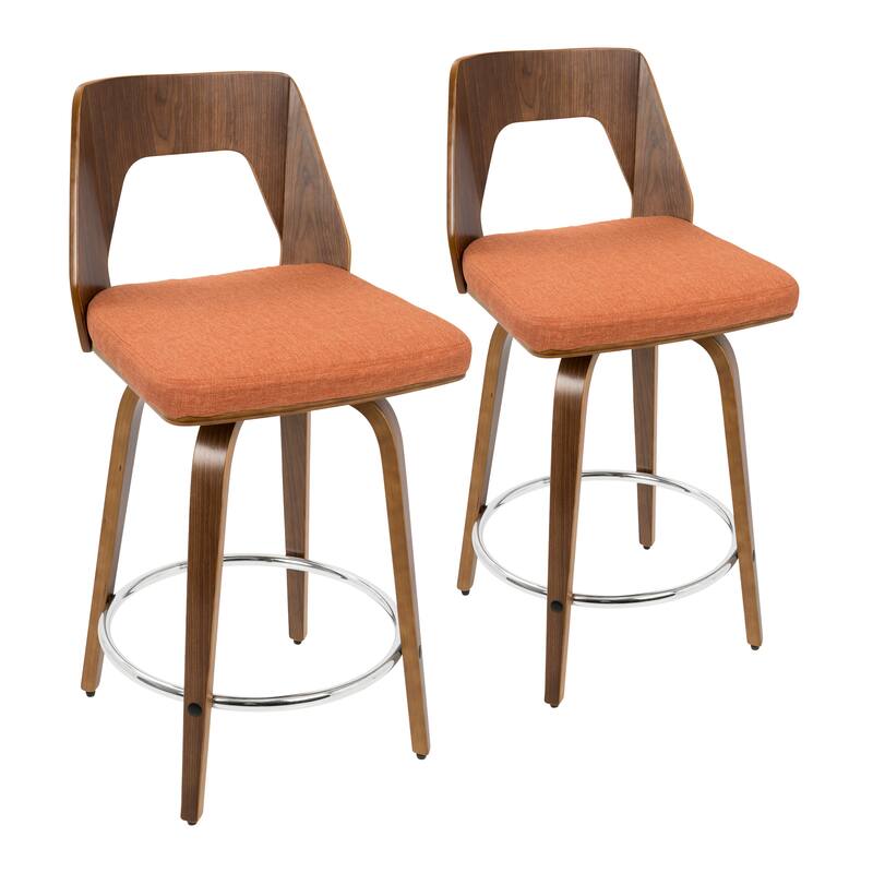 Carson Carrington Culnady Mid-century Modern Counter Stool (Set of 2) - orange fabric