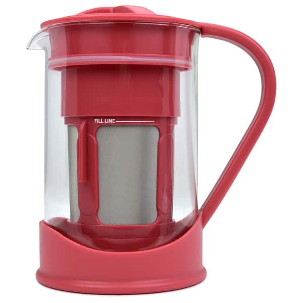 slide 2 of 6, Spigo Cold Brew Coffee Maker with Borosilicate Glass Pitcher, 1 Liter, 8x5 Inches Red