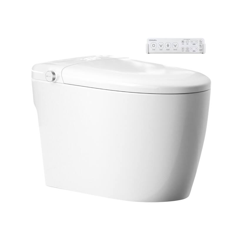Madrid Smart Toilet Bidet Combo in White with LED Display, Off-Seat Auto Flush, Auto Open & Close Lid, Foot Sensor Operation