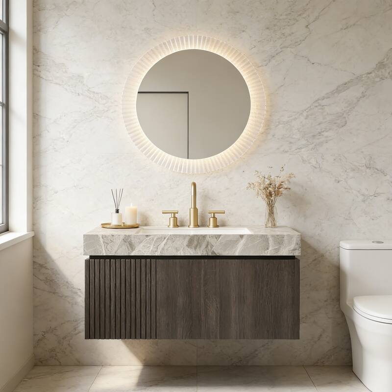 Floating Bathroom Vanity with 3 Pre-drilled Faucet Holes - 36 - Espresso