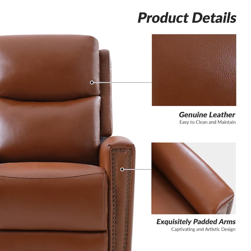 Fiacro 30.31"Wide Modern Genuine Leather Wingback Swivel Rocker Recliner with Nailhead Trims, Set of 2