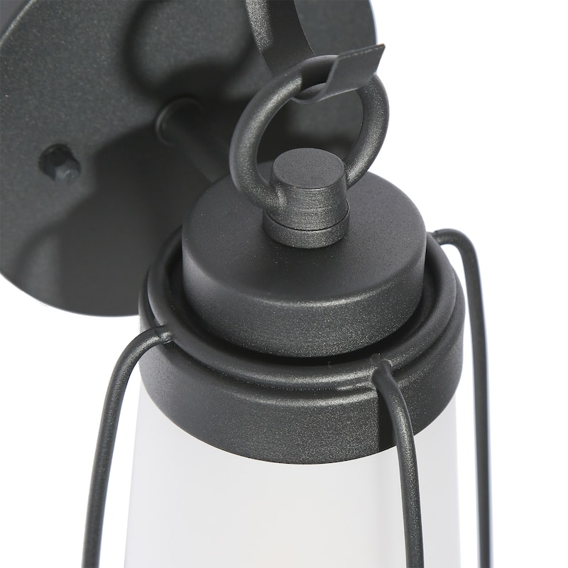 1-light Farmhouse Black Outdoor Glass Wall Light Cylider LED Dimmable Exterior Sconce