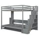 preview thumbnail 15 of 36, Full Size Convertible Murphy Bunk Bed with Hydraulic Lift, Built-In Desk, Storage Staircase