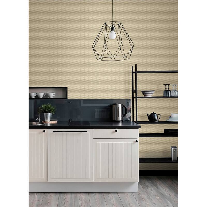 A-Street Prints Gator Wheat Geometric Stripe Wallpaper