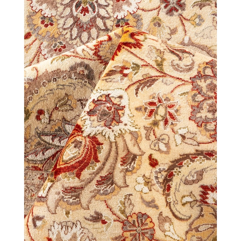 Overton Hand Knotted Wool Vintage Inspired Traditional Mogul Ivory Area Rug - 9 x 12