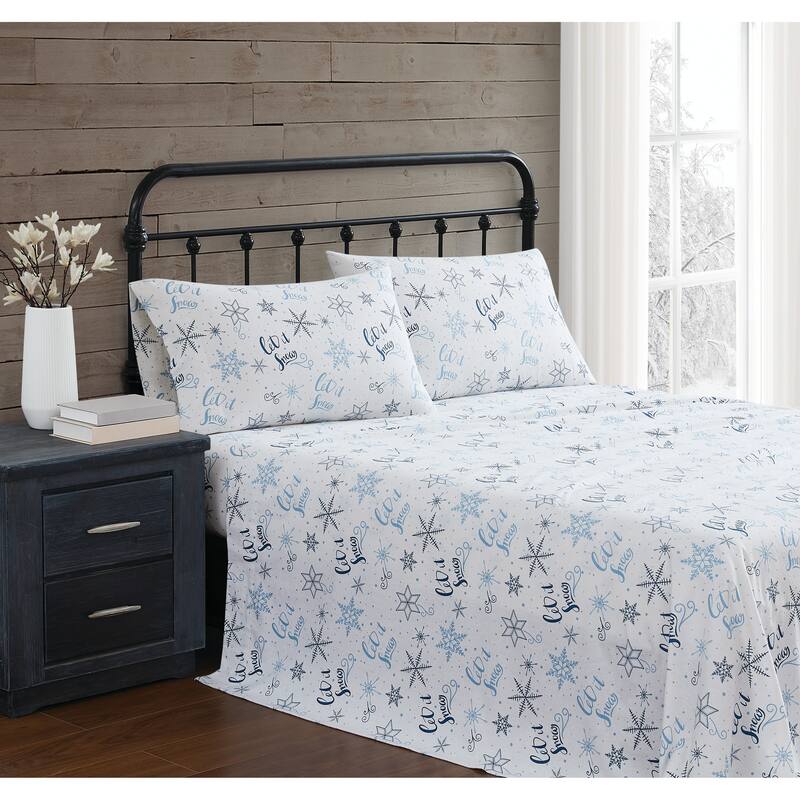 Truly Soft Printed and Solid Cotton Flannel 4 Piece Sheet Set