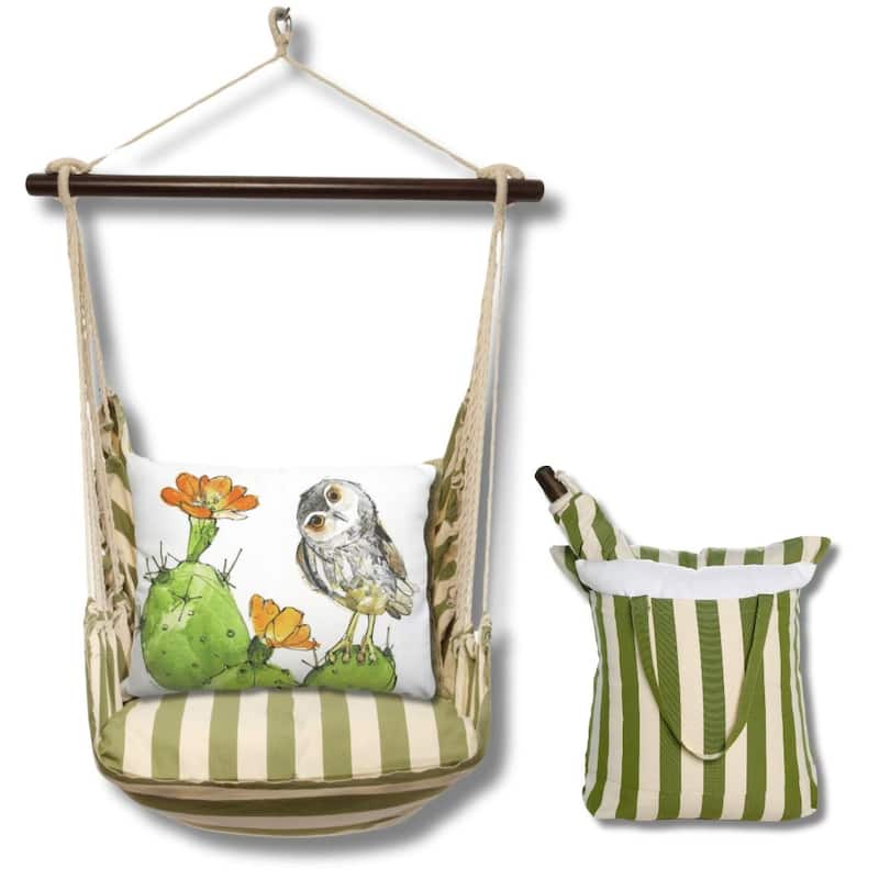 Magnolia Casual Swing Set 4 piece - Summer Palms Stripe w/ Owl on Prickly Cactus