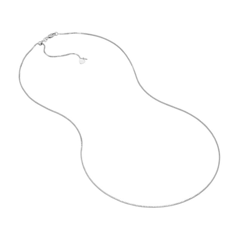 Curata 10k Yellow or White Gold 0.96mm Adjustable Box Chain Necklace (Lobster)