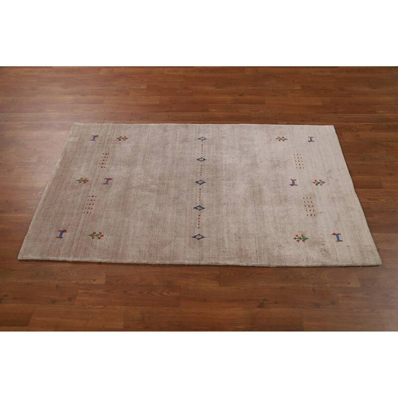 Modern Gabbeh Indian Foyer Rug Handmade Silk Carpet - 2'10"x 4'11"