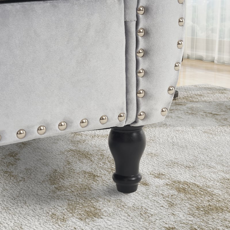 Velvet Storage Rectangular Bench With 1 Pillow,Ottoman For Living Rooms And Entryway