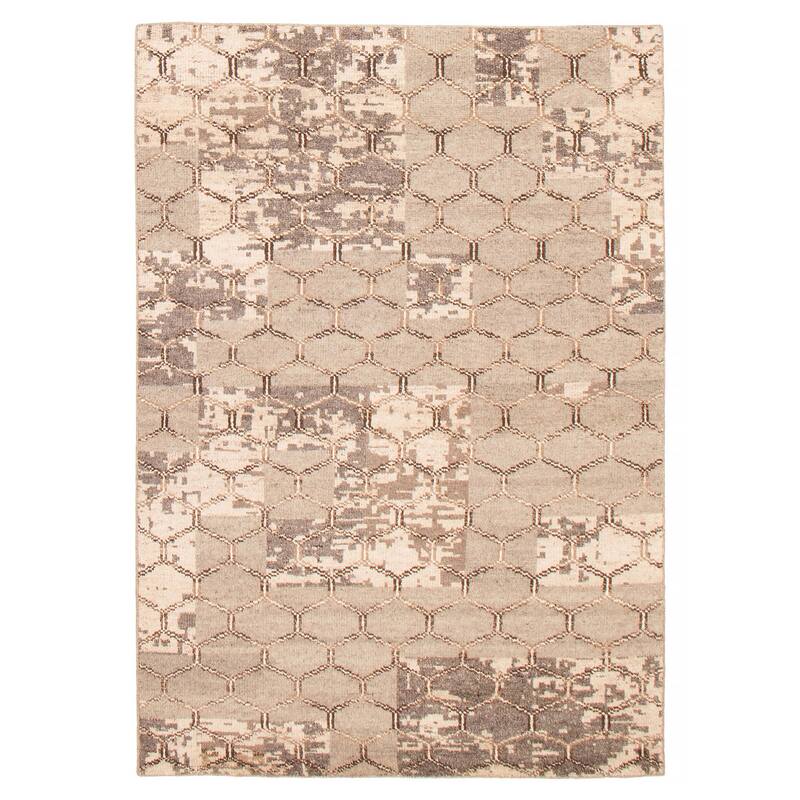 ECARPETGALLERY Hand-knotted Tangier Taupe Silk, Wool Rug - 5'3 x 7'9 - Taupe - 5'3 x 7'9