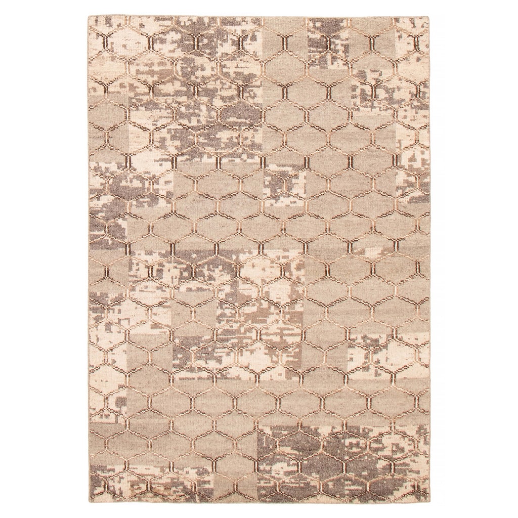ECARPETGALLERY Hand-knotted Tangier Taupe Silk, Wool Rug - 5'3 x 7'9