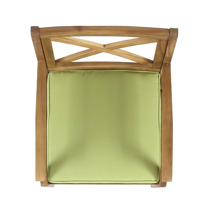 Roomfitters Set of 2 Solid Acacia Wood Dining Chairs with Water-Resistant Cushions, Cream