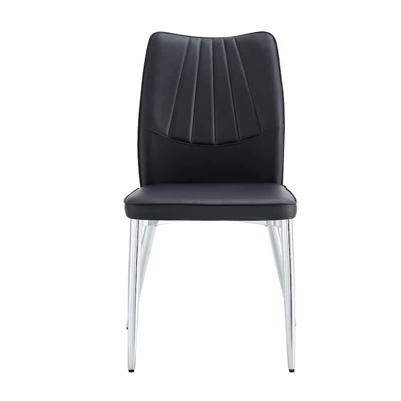 Roomfitters PU Dining Chairs with Silver Metal Legs, Mid-Century Modern Cushioned Set of 4 for Dining Room