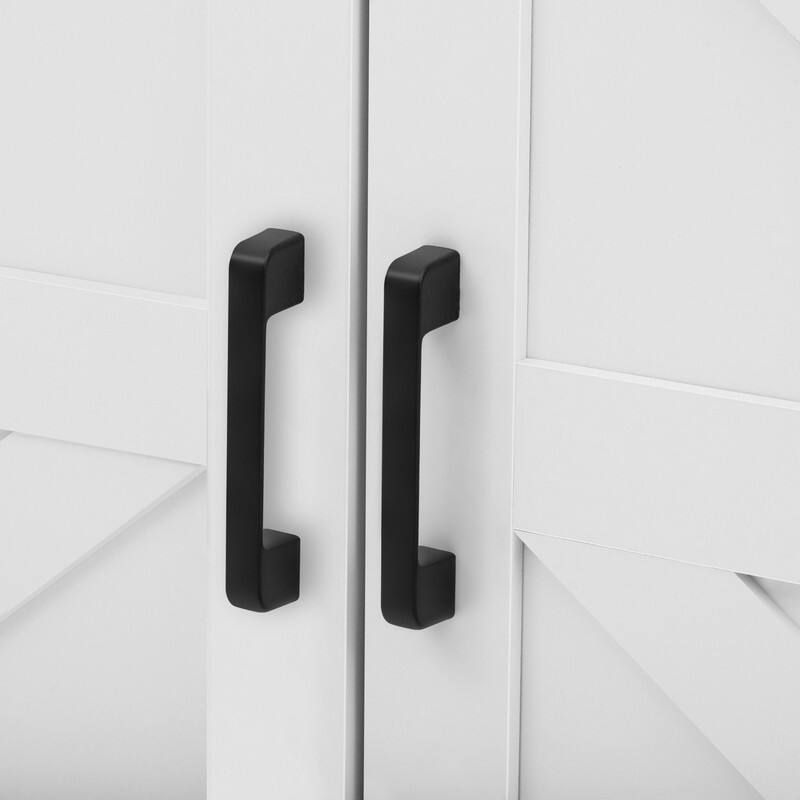 Farmhouse 59.3" Sideboard Buffet with Sliding Barn Doors and Open Storage for Living or Dining Spaces